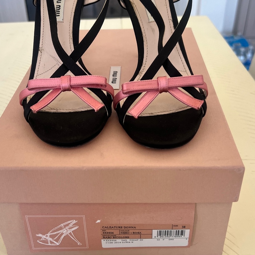 Miu Miu Black and Pink Bow Heels